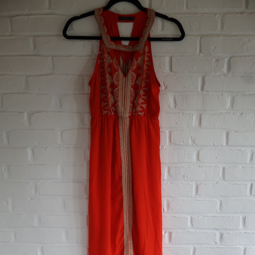 BRIGHT BURNT ORANGE MAXI DRESS